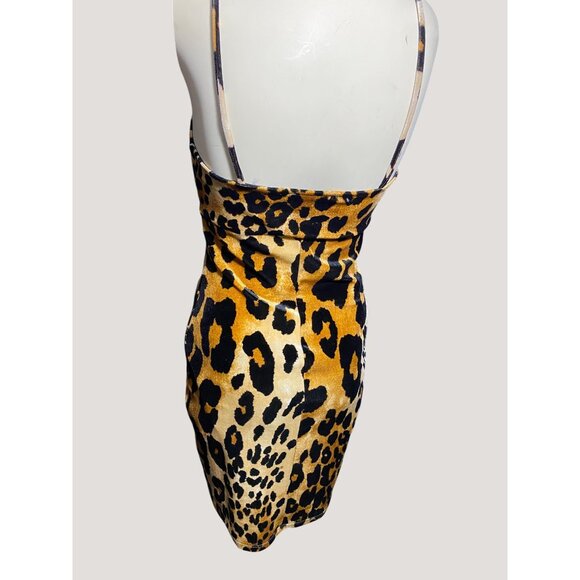 Leopard Print Bodycon Dress With Adjustable Spaghetti Straps - Picture 6 of 6